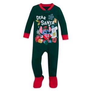 Disney Baby New Born Dear Santa "Lilo and Stitch" Footie Pajamas zipper NWT 6-9m